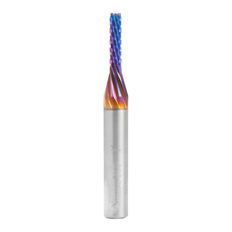 Amana Tool Spektra Coated Solid Carbide CNC Carbon Graphite Carbon Fiber Panel Cutting Router Bit Down-Cut, 46008-K, 1/8 D x 1/2 CH x 1/4 Shk x 2 L 1/8 inch x 2 inches