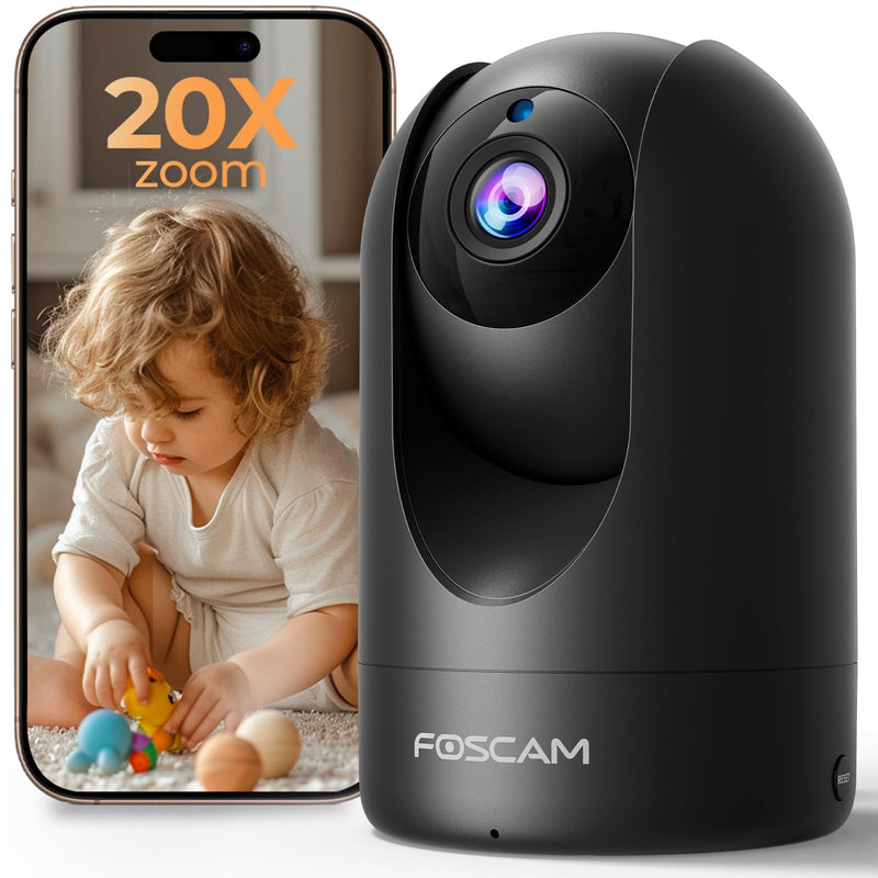 FOSCAM Home Security Camera R4S 4MP WiFi IP Camera,Wireless Baby Monitor with AI Human Detection Sound Detection 33ft Night Vision 2 Way Audio Camera Compatible with Alexa Black R4S-Black