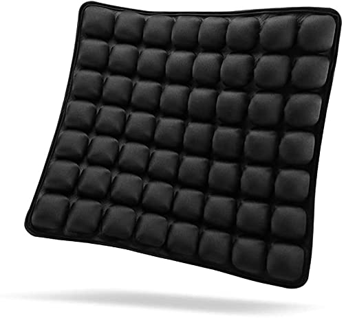  [AUSTRALIA] - SUNFICON Air Cushion Inflatable Chair Air Seat Cushion Car Portable Breathable Comfort Cushion Office Wheelchair Pad Orthopedics Pain Pressure Relief Cushion Camping Seat Mat 18 x 16 x1 in Black