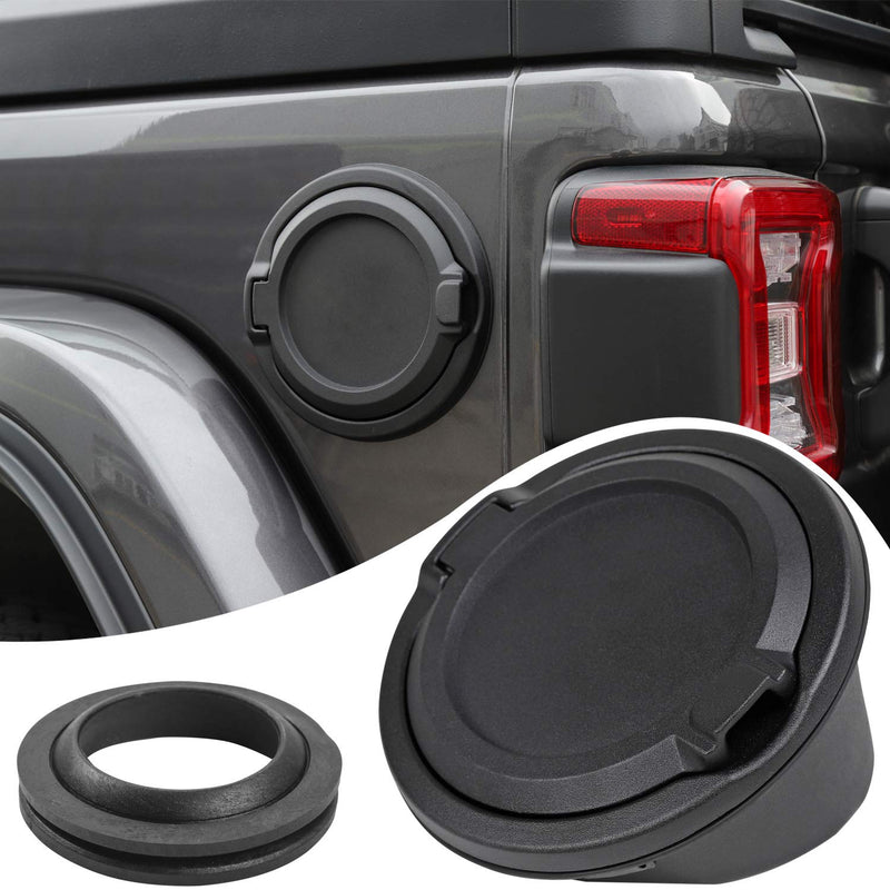 Savadicar Gas Cap Cover, Fuel Tank Door Compatible with 2018-2025 Jeep Wrangler JL JLU 4xe 2/4 Door, ABS + Aluminum Alloy Construction, Exterior Accessories, Black JL-Black