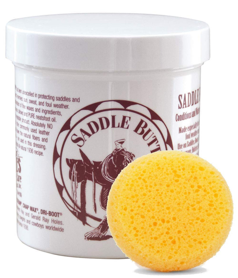 Ray Holes Saddle Butter with Leathercraft Applicator Sponge Included, Ideal for Use on Saddles, Boots, Chaps, Gun Scabbards, Luggage, Holsters, Bridles and Tooled Leather and More, Pint Size