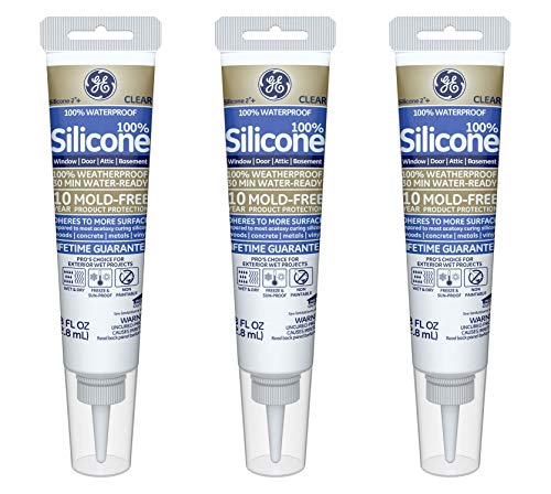 GE GE500 Silicone 2+ Window and Door Caulk 2.8 oz. Squeeze Clear (3-(Pack))