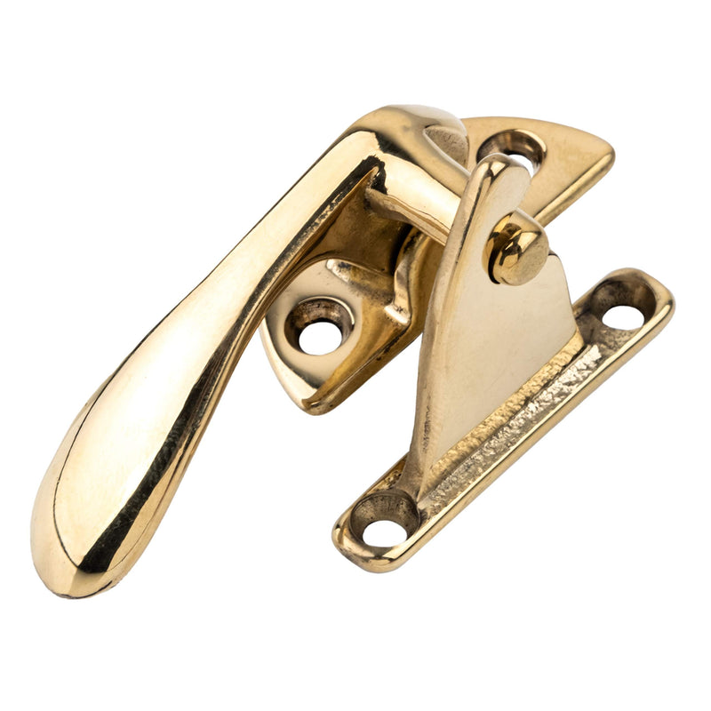 Brass Offset Left Cabinet Door Lever Latch and Catch | Antique Cabinet, Vintage Cupboard, Old Desk Reproduction Hardware | UA-121-HLPB Brass