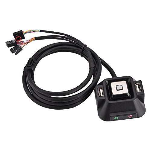 Zerone Desktop PC Switch Button Electricity Supply On/Off Reset HDD Push Button Reset Switch + USB Ports + Audio Ports for Desktop Computer Case