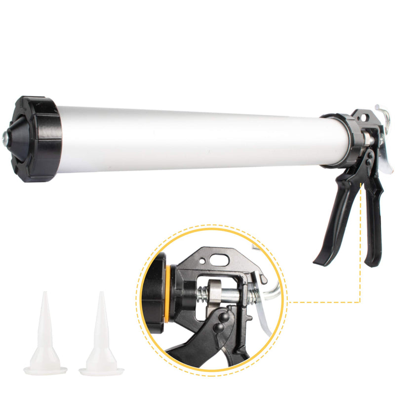 Sealant Sausage Caulking Gun with Aluminum Cartridge 600ml/20oz - 12:1 Thrust Ratio (Silver) Silver