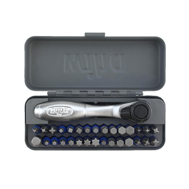 Wiha 76889 32 Piece GoBox TerminatorBlue Impact Bit Set with Mini Ratchet Impact + Mini Ratchet Set, 32 piece