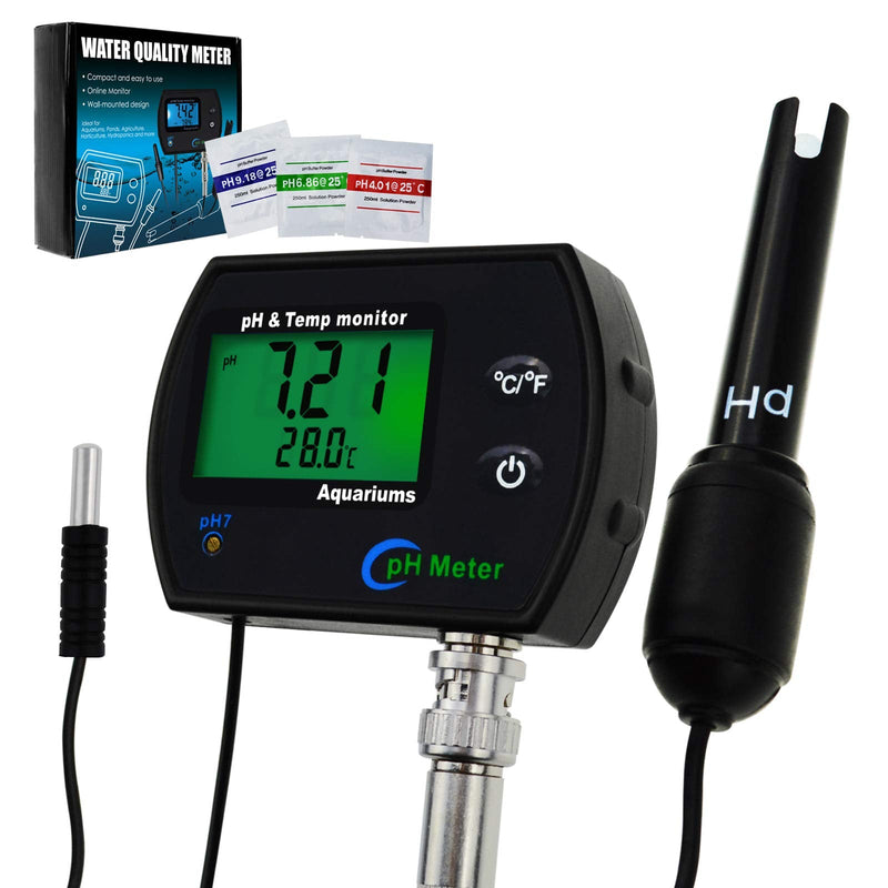 2-in-1 Combo pH & Temperature Meter Water Quality Tester Replaceable BNC pH Electrode for Aquariums Hydroponics Tanks Aquaculture Laboratory 2-in-1 Combo Monitor