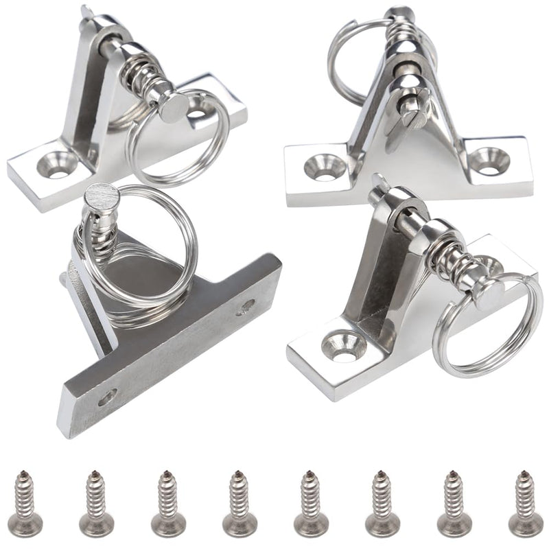 VTurboWay Bimini Top Deck Hinge with Pin and Ring, 316 Stainless Steel, Free Installation Screws 4