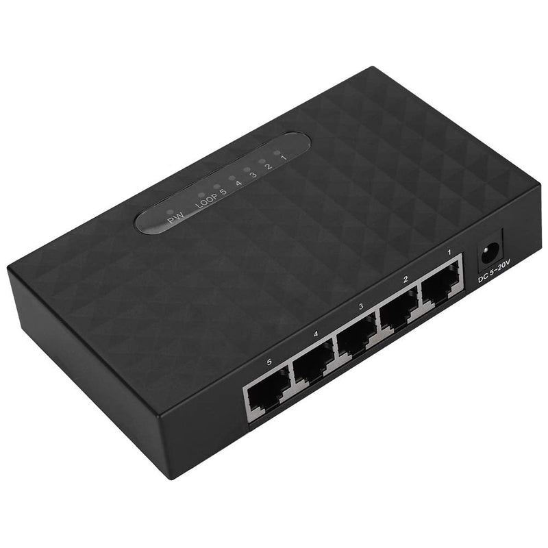Sonew Gigabit Ethernet Switch, 5 Port Fast 10/100/1000Mbps Ethernet LAN Hub Network Gigabit Switch, Full/Half Duplex Adaptive Mode, Black(US Plug) US Plug