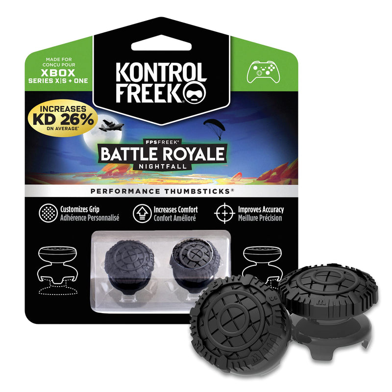  [AUSTRALIA] - KontrolFreek FPS Freek Battle Royale Nightfall Performance Thumbsticks for Xbox One and Xbox Series X | Performance Thumbsticks | 2 High-Rise Convex | Black