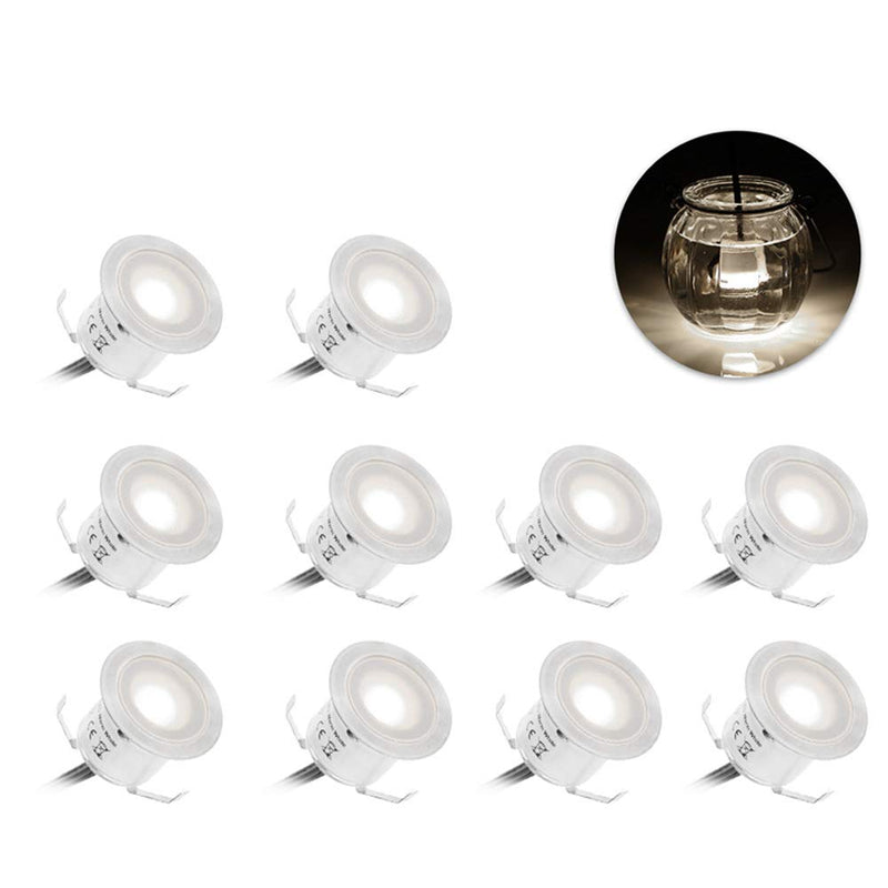 Recessed LED Deck Light Kit In Ground Outdoor Landscape Light IP67 Waterproof Low Voltage for Outdoor Yard Garden Steps Stair Patio Floor Pool Deck Kitchen Decoration-10 Pack-Natural White Natural White