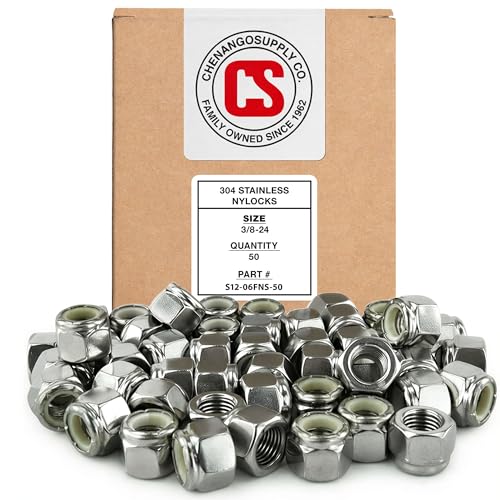 Stainless 3/8-24 Nylon Insert Lock Nuts, SAE Fine Thread 3/8-24 Nylock
