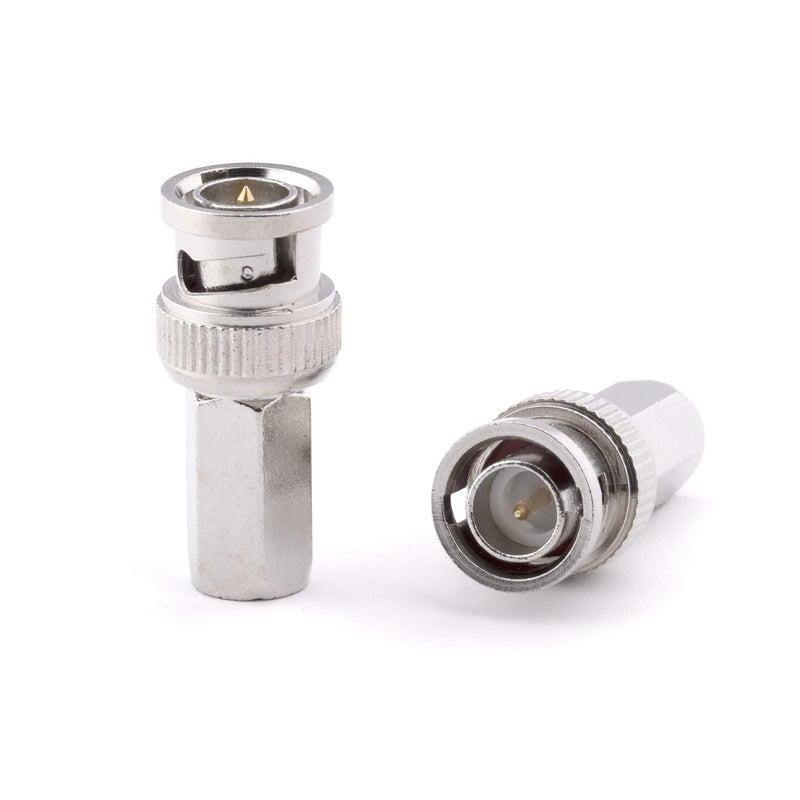 THE CIMPLE CO RG59 Coaxial Cable Connector, Screw On (Twist On) - SDI, HD-SDI, CCTV, Security, Video Card, Camera, Solderless - RG59 - Pack of 10 10 Pack Silver RG59