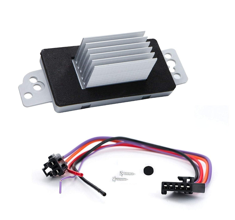 HVAC Blower Motor Resistor Kit With Harness Replacement for Chevy Silverado Tahoe Trailblazer Suburban Avalanche GMC Sierra Envoy Yukon Buick Cadillac Escalade Replaces # 15 81773, 89018778, 89019351