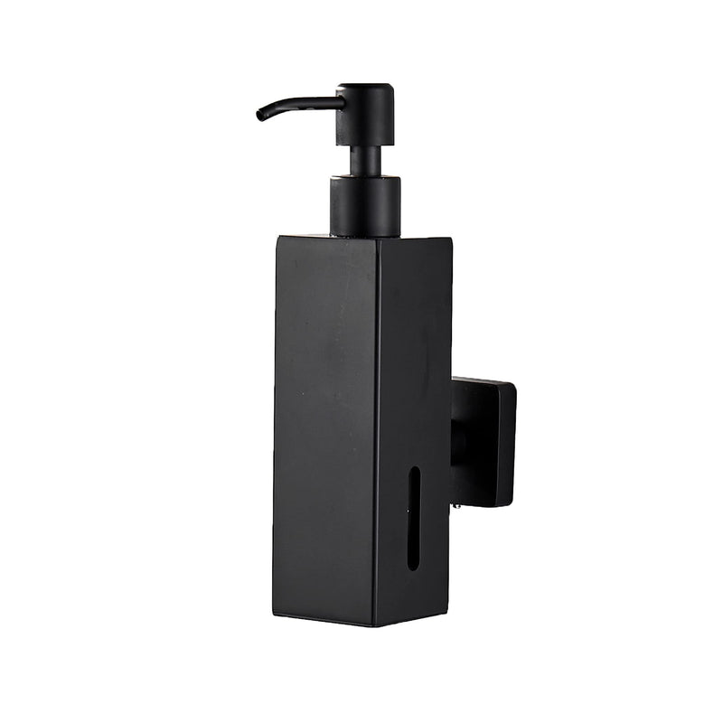 BATHSIR Matte Black Soap Dispenser, Refillable Shower Soap Dispenser Wall Mounted, Stainless Steel Clear Hand Soap Dispenser with Pump for Bathroom Kitchen Sink Dish (Square 200ML) square