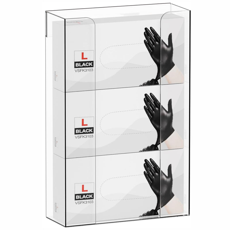 Cq acrylic Rubber Glove Holder for Wall Mount,Clear Disposable Glove Dispenser and Glove Box on Wall,Multipurpose Wall Floating Mask Dispenser and Medical Gloves Rack Storage,10.2”x16”x3.5” Pack of 1 Can hold 3 boxes
