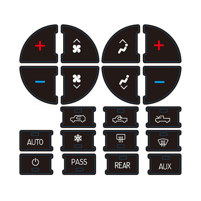 AC Dash Accents Button Sticker Repair Kit for Fixing Ruined Faded A/C Control Buttons - Decal Replacement Fits Select 07-15 GM Vehicles - Car SUV Accessories（Suburban, Chevy Tahoe...） 2