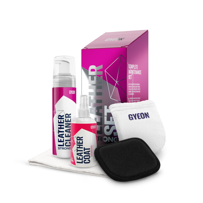 Gyeon Leather Set Strong All‑in‑One Car Leather Cleaner and Ceramic Coat Kit for Interior Protection Deep Clean Oil Removal Matte Finish Hydrophobic UV Resistant