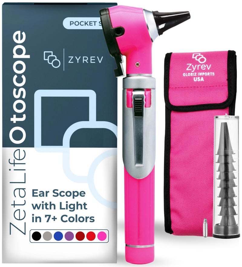 Zyrev ZetaLife Otoscope - Ear Scope with Light, Ear-Infection Detector, Pocket Size (Pink Color) Pink
