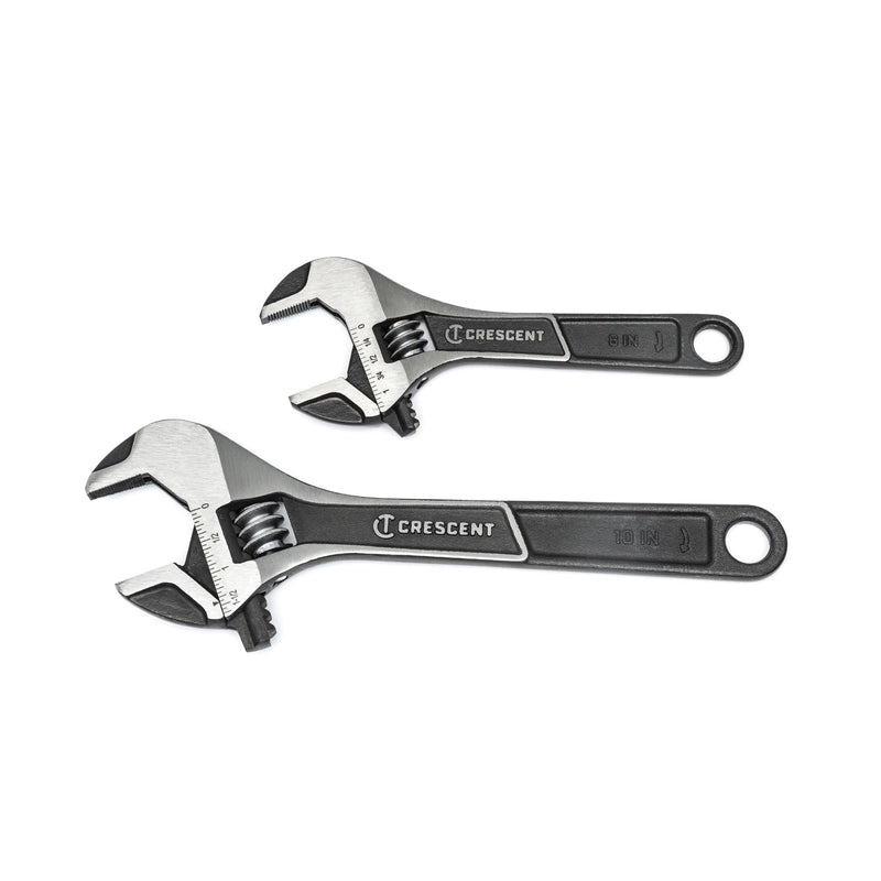Crescent 2 Piece Wide Jaw Adjustable Wrench Set | 6" & 10" | ATWJ2610VS 2 Pc. Set - 6" & 10"
