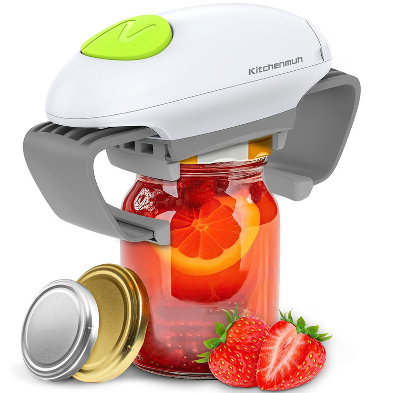 Higher Torque Electric Jar Opener for Seniors with Arthritis Fit Almost Jars Size, Strong Tough Automatic Jar Opener for Weak Hands, Hands Free Battery Operated Bottle Opener for Arthritic Hands White