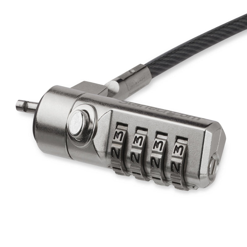 StarTech.com 6.6ft (2m) Laptop Cable Lock - 4 Digit Combination Laptop/Desktop Security Cable Lock for K-Slot Devices/Computers/Monitors - Portable Anti-Theft Vinyl Coated Steel Cable Lock, TAA 6.5 ft (2m) w/Swivel Hinge