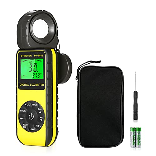 BTMETER Digital Illuminance Light Meter, Handheld Luxmeter 881E Photometer BT-881E (0.01~300,000 Lux/FC)