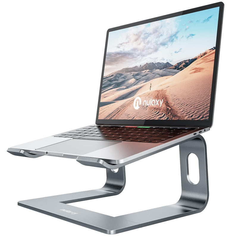 Nulaxy Fully Aluminum Detachable Laptop Stand, Ergonomic Ventilated Cooling Laptop Holder Computer Riser for Desk, Anti-Slip Design Notebook Stand Compatible with All 10-16" MacBook/Dell XPS/HP/Lenovo A-Grey