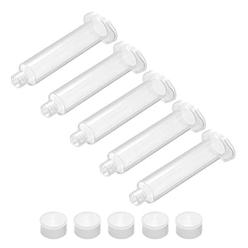 uxcell Air Distribution 10CC/10ML Clear Adhesive Syringes Tube Sleeve with Piston for Industrial, 5 Pcs