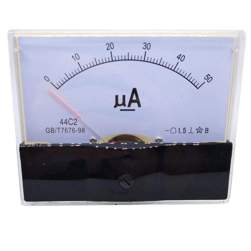 YXQ DC0-50uA Analog Current Panel 44C2-A Amp Ammeter Gauge Meter 1.5 Accuracy for Auto Circuit Measurement Tester (44C2-A DC50uA)