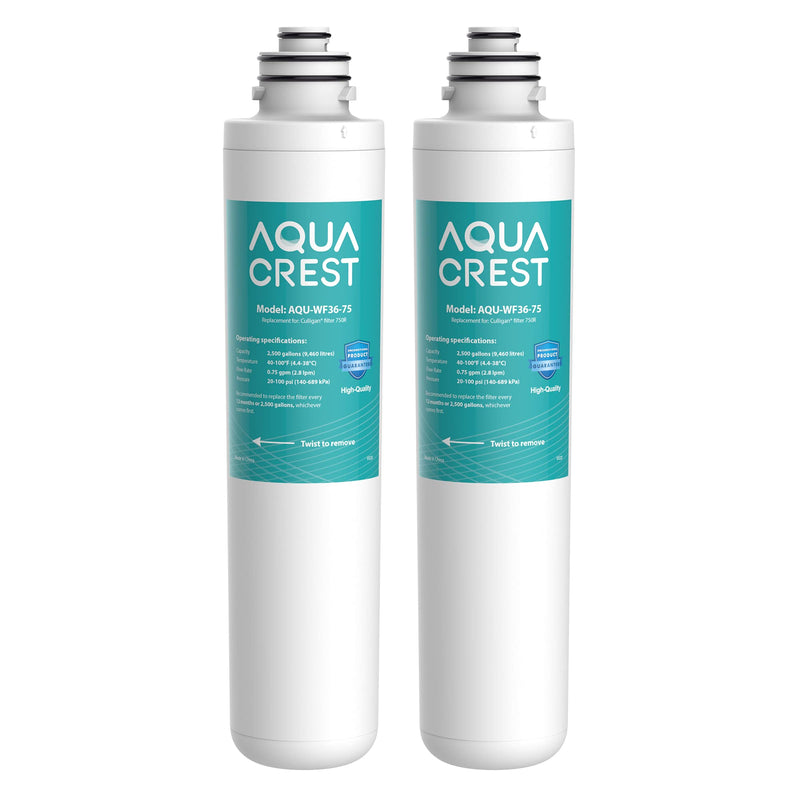 AQUA CREST 750R Drinking Water Filter, Replacement for Culligan® 750R Level 1, 2500 Gallons Extended Lifespan, More Pure Enjoyment, 2 Pack, Model No.WF36-75