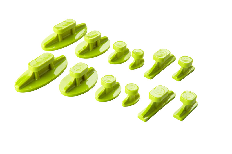 12 Count Oval Paintless Dent Repair Glue Tab Set – Gang Green Tabs for Dent Removal, Auto Body Repair, Compatible with Slide Hammer & Mini Lifter – Dent Magic PDR Glue Tabs