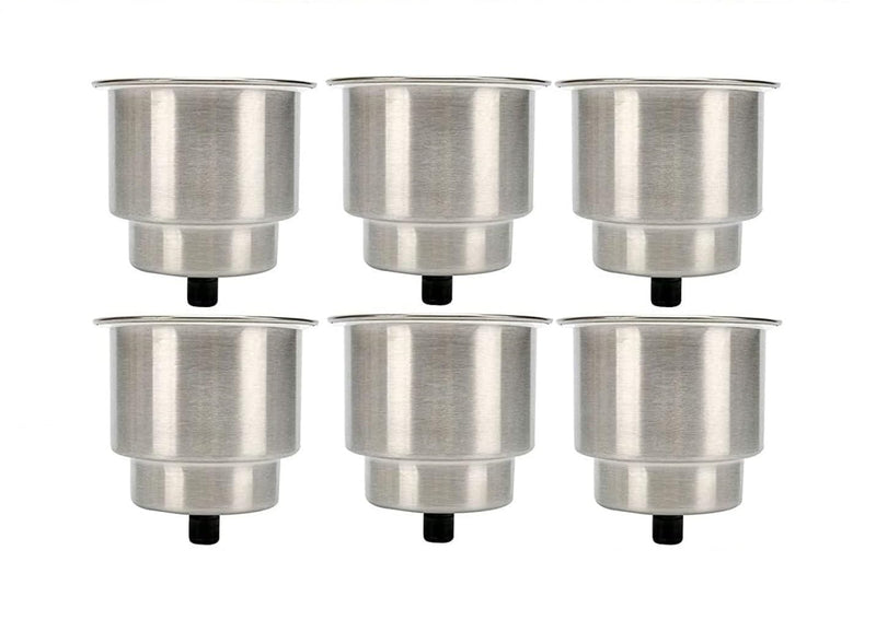 Amarine Made Stainless Steel Cup Drink Holder with Drain Marine Boat Rv Camper (6-Pack)