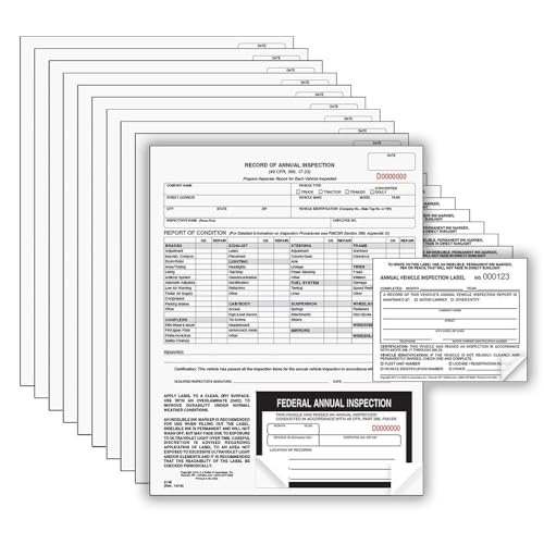 J. J. Keller Record of Annual Inspection Form with Inspection Label10-Pack 10-pack