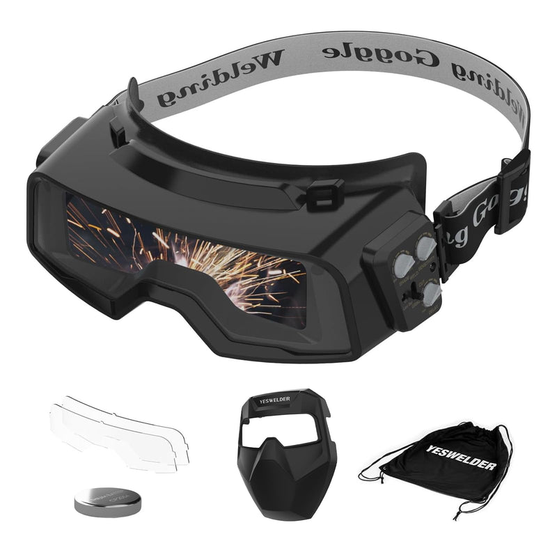 YESWELDER True Color Auto Darkening Welding Goggles, Wide Shade Range 4/5-9/9-13 with Grinding, Welding Glasses Welder Mask Welding Helmet for TIG MIG ARC Plasma Cut Black