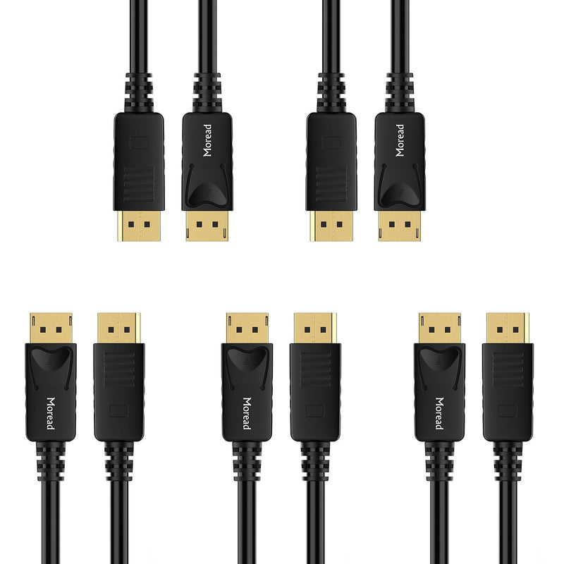 Moread DisplayPort 1.4 Cable, 6FT, 5-Pack, 8K@60Hz, 4K@240Hz, 32.4Gbps | Office & Workstation Ready, NVIDIA RTX & AMD Radeon Compatible, Professional Display Support 6 feet