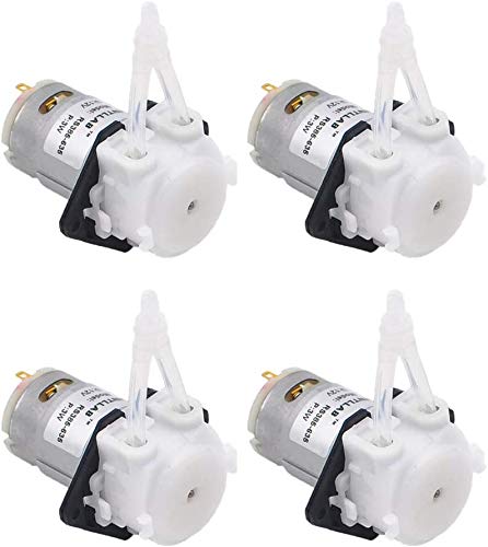 INTLLAB 4pcs/Pack 12V DC DIY Peristaltic Liquid Pump Dosing Pump for Aquarium Lab Analytical, Flow Rate 5~100 mL/min 5~100mL/min (Pack of 4)