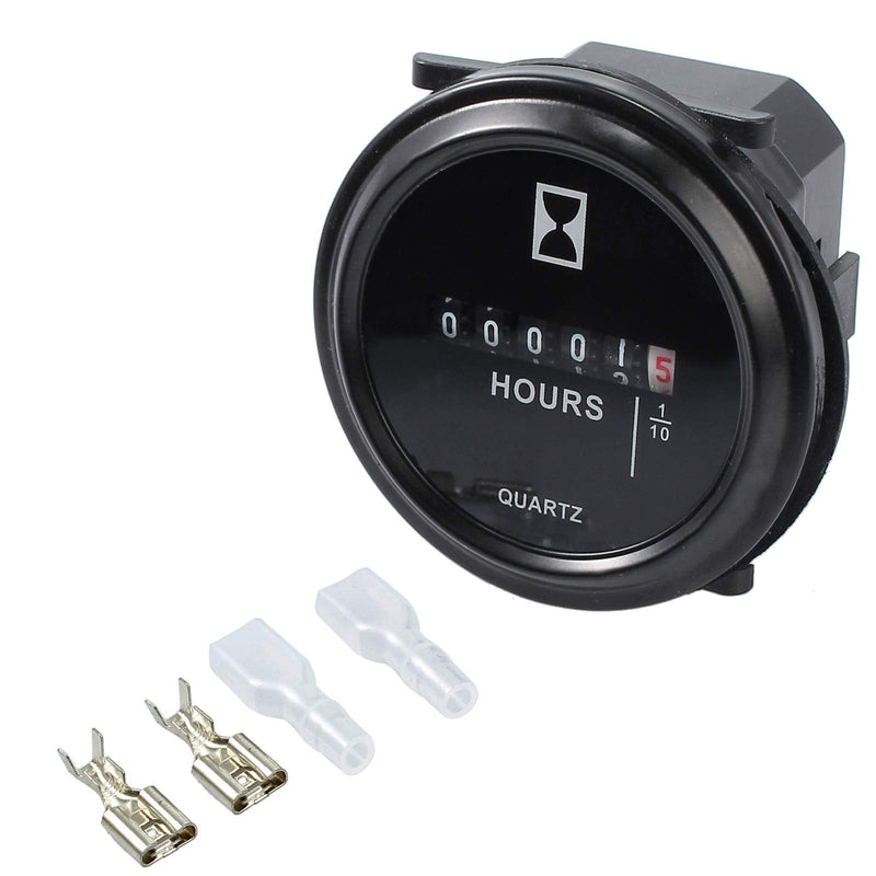 AMTOVL Quartz Hour Meter Round DC 12v 24v 36v 48V 60V 72V Hour Meter Gauge for ATV Boats Marine Motorcycles Snowmobile Lawn Tractors Tracking Engine Hours