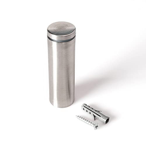Stainless Steel Standoff 1 Inch Diameter x 3 Inch Barrel Length Brushed Finish for PVC, Glass and Acrylic Sign Stand Off Wall Anchors and Screws 4 Piece Pack for Heavy Signs