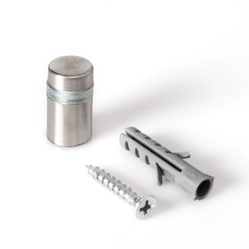 Stainless Steel Standoff 1/2 Inch Diameter x 1/2 Inch Barrel Length Brushed Finish for PVC, Glass and Acrylic Sign Stand Off Wall Anchors and Screws 20 Piece Store/Restaurant Pack 20 Piece Pack