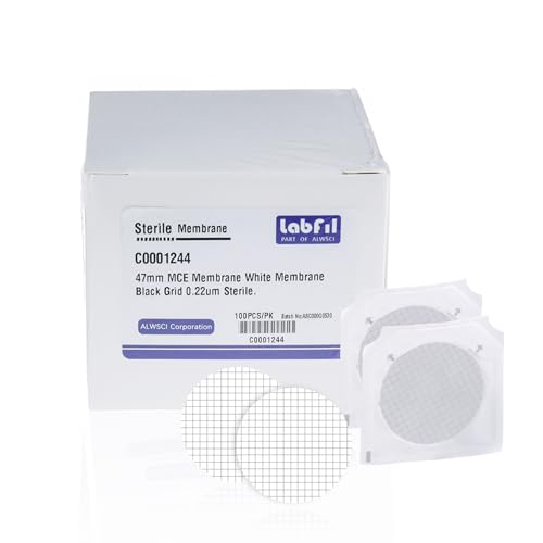 47mm Sterile MCE Gridded Membrane Filter 0.22 Micron, Pack of 100