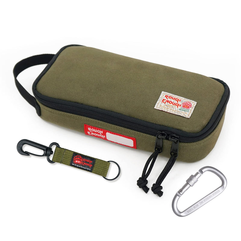 Rough Enough Small Tool Bag Pouch Box EDC Organizer Storage Case for Accessories with Zipper Portable Handle Army Green