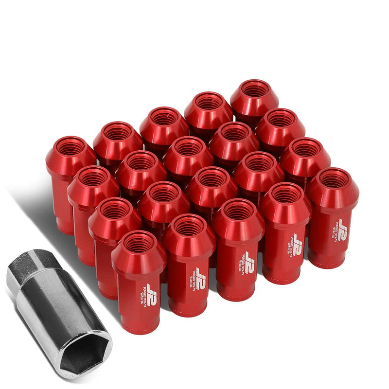 J2 Engineering LN-T7-013-15-RD Red 7075 Aluminum M12X1.5 20Pcs L: 50mm Open End Lug Nut w/Socket Adapter 1.5-Inch