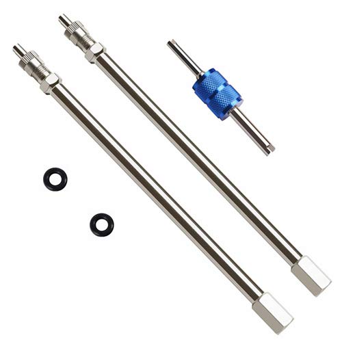 Aracey 6 Inch Dually Valve Stem Extenders,Set of 2Pcs,Heavey Duty,150mm Straight Metal Dual Wheel Valve Stem Extensions for Truck Tires, RV Tires, Motorhome, Coach, Pickup, Motorcycle, Bike, Trailer