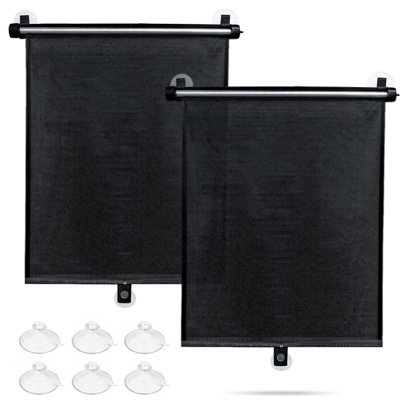 Sfee Car Window Shade for Side Windows, 2 Pack Sun Shade Retractable for Car Blocks Heat and UV Rays Glare Protection Roller Sunshade Visor for Baby, Kids, Pets, Passengers Black