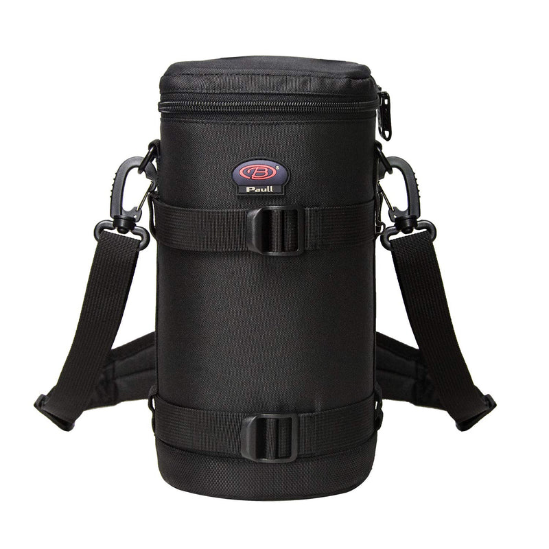 Camera Lens Pouch for DSLR Lenses Up to 4.72" x 9.45" | Durable Water-Resistant Lens Case with Thick Padding, Zip Closure & Shoulder Strap for DSLR Lens Protection BL-0009