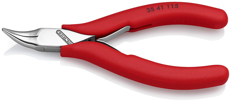 Knipex Tools 35 41 115 Electronics Pliers, Angled Half Round Smooth Tips, 4.5"