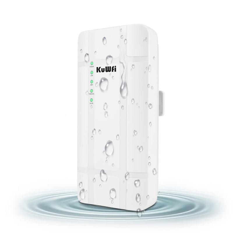 KuWFi 300Mbps Outdoor 4G LTE CPE WiFi Router with Sim Card Slot CAT4 SIM Routers with POE Adapter Work with IPcamera or Outside WiFi Coverage (US Version B2/B4/B5/B12/B13/B14/B66/B71) QC300K