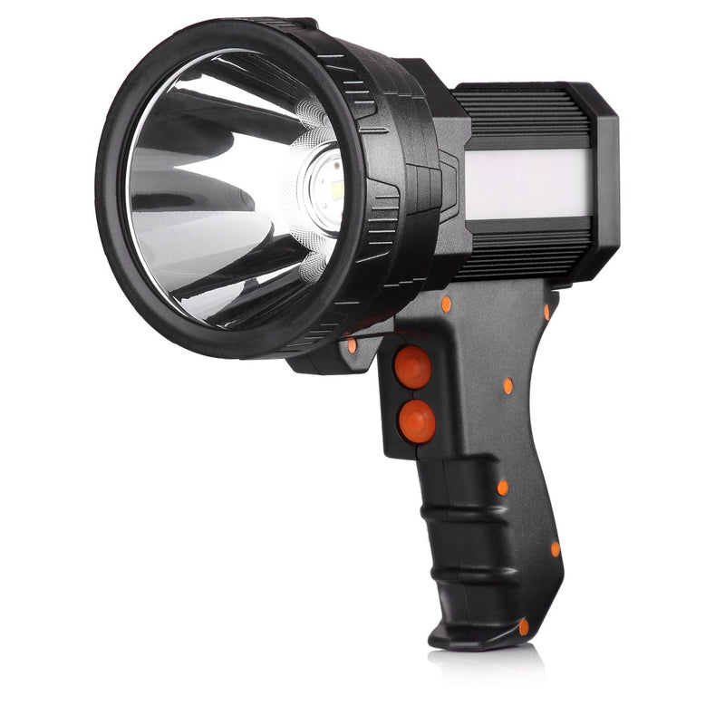 BUYSIGHT Rechargeable Spotlight, 1000,000 -Lumen Spot Lights Hand held Large Flashlight Handheld Spotlight Lightweight and Super Bright Flashlight (Aluminium_Alloy Black) Aluminium_Alloy Black