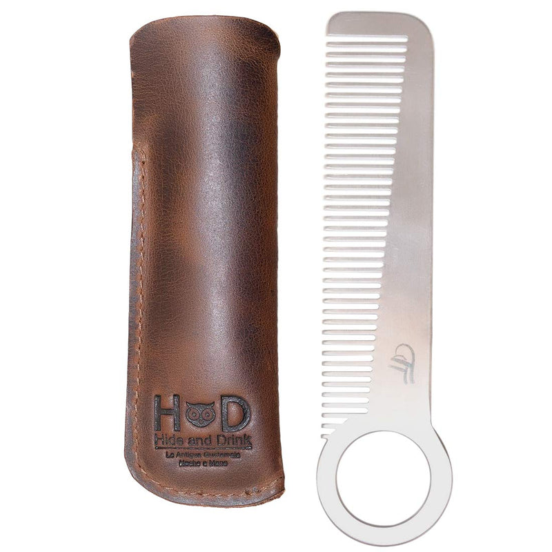 Hide & Drink, Rustic Comb Case (Comb NOT Included), Protector Holster, Stylish Sleeve, Personal Care, Barber Accessories, Full Grain Leather, Handmade, Bourbon Brown